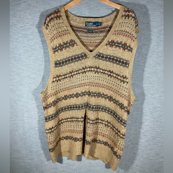 Ralph Lauren Polo Linen Silk Fair Isle Sweater Vest, size XXL - Picture 1 of 4